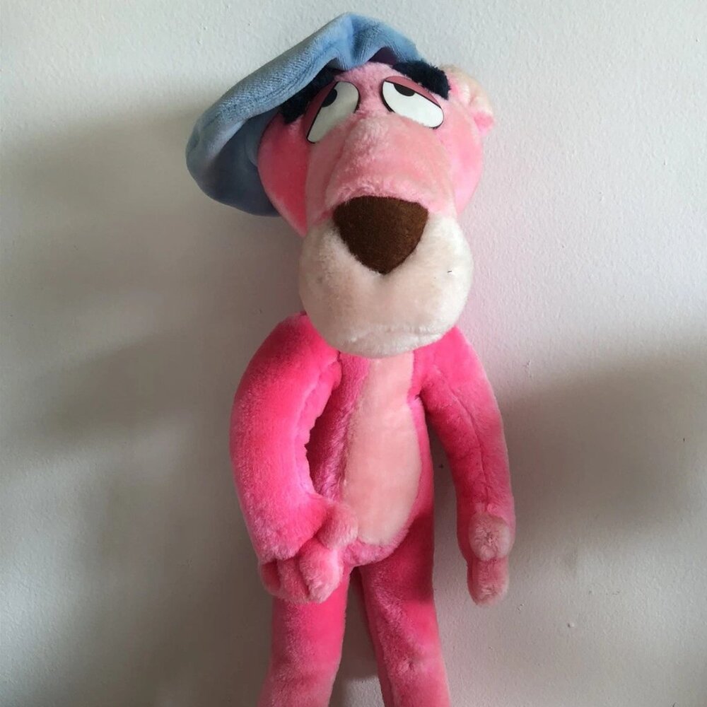 Vintage Pink Panther Plush The Artist 1980 Stuffed Animal Toy 17”